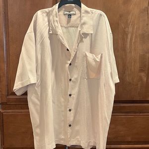 Tommy Bahama creme palm tree printed silk shirt